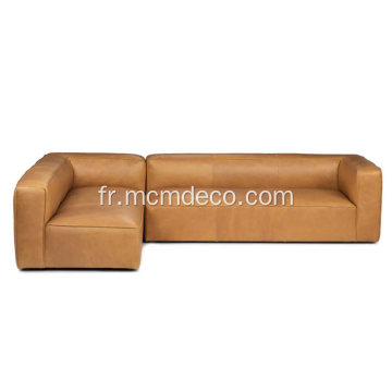 Sofa sectionnel gauche Mello Taos en cuir beige